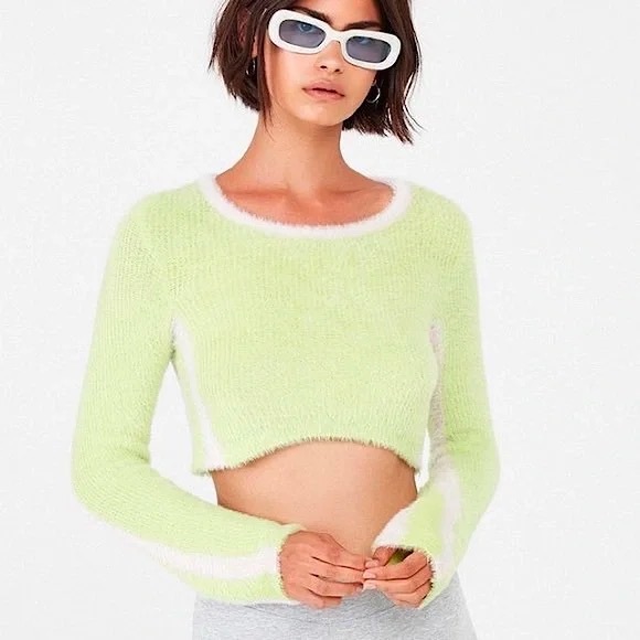 For Love & Lemons Knitwear Alanis Stripe Crop Sweater Soft Cozy 2000s Vibes Y2K